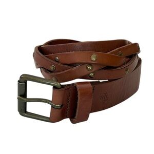 Lauren Ralph Lauren Braided Studded Leather Belt